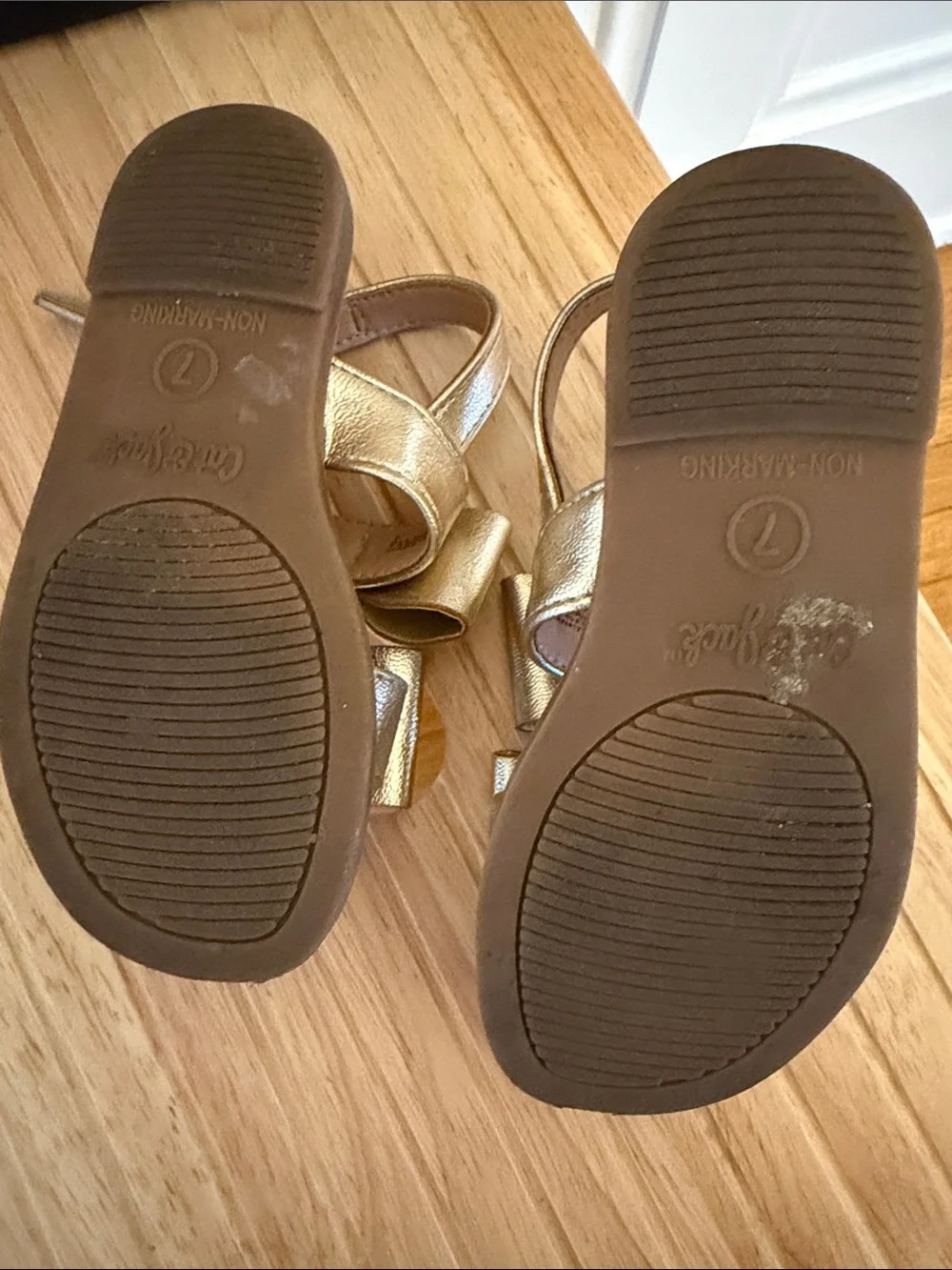 Cat & Jack Gold Bow Strap Sandals